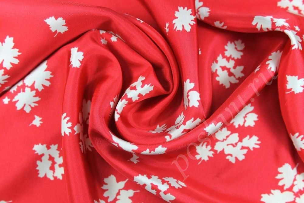 Ткань подкладочная красного цвета с принтом