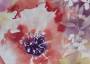 Портьерная ткань рогожка DIVINE цветы в фиолетово-коралловых тонах