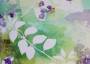Портьерная ткань рогожка DIVINE мелкие цветы на зелено-сиреневом фоне
