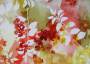 Портьерная ткань рогожка DIVINE мелкие цветы в красно-бело-бежевых тонах