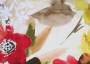 Портьерная ткань рогожка DIVINE мелкие цветы в красно-бело-коричневых тонах