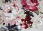 Портьерная ткань рогожка NELLO крупные бордово-розовые цветы на сером фоне