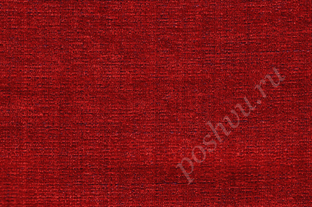 Портьерная ткань ISABELLA бархатистая, однотонная темно-красного цвета, шир.139см