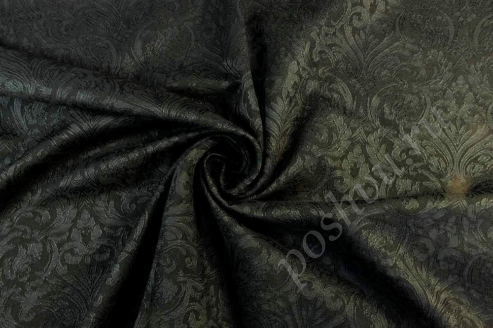 Жаккардовая ткань черного цвета в орнамент