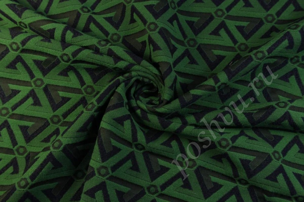 Жаккардовая ткань зеленого цвета в орнамент