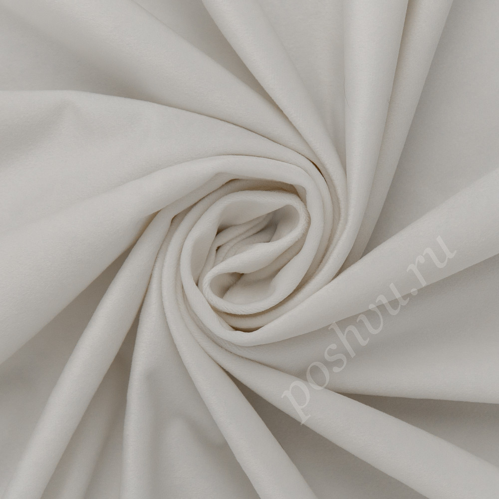 Портьерная ткань бархат LUCIO однотонный белого цвета, выс.300см