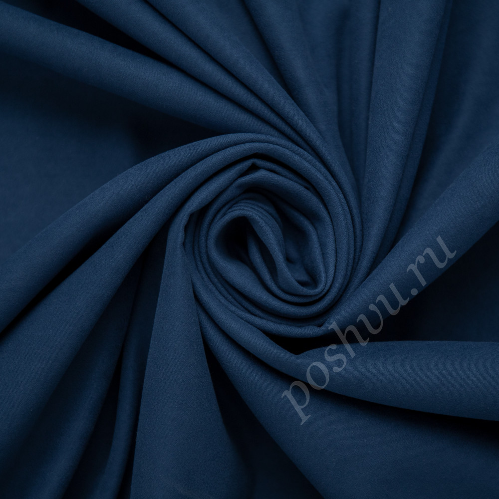 Портьерная ткань бархат LUCIO однотонный серо-синего цвета, выс.300см