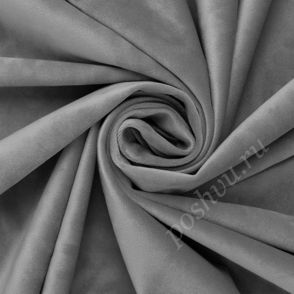 Портьерная ткань бархат LUCIO однотонный серого цвета, выс.300см
