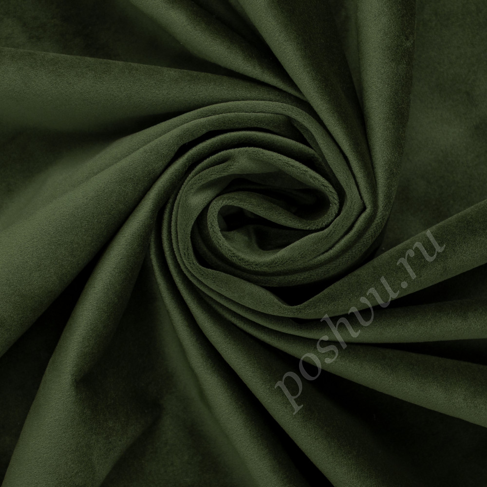 Портьерная ткань бархат LUCIO однотонный темно-зеленого цвета, выс.300см