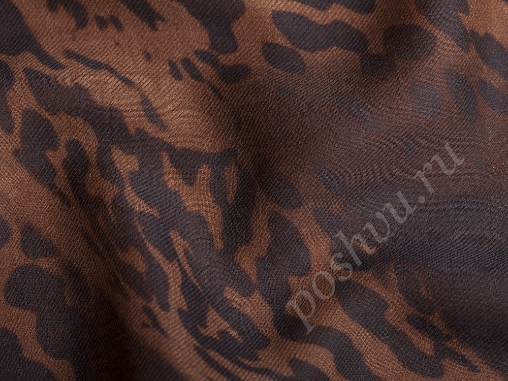 Ткань шерсть плательная Шоколадный леопард