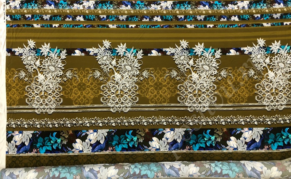 Ткань трикотаж креп Снежные цветы