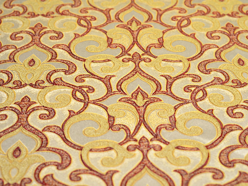 Жаккард HOLLY орнамент в бордово-золотистых тонах (548г/м2)