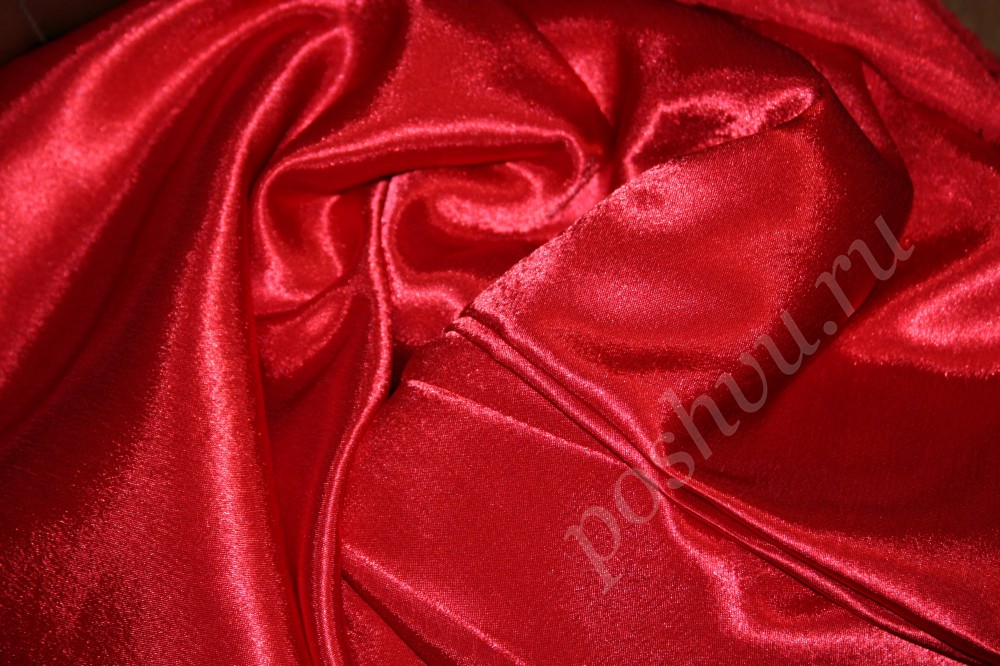 Ткань креп-сатин красный Мальборо