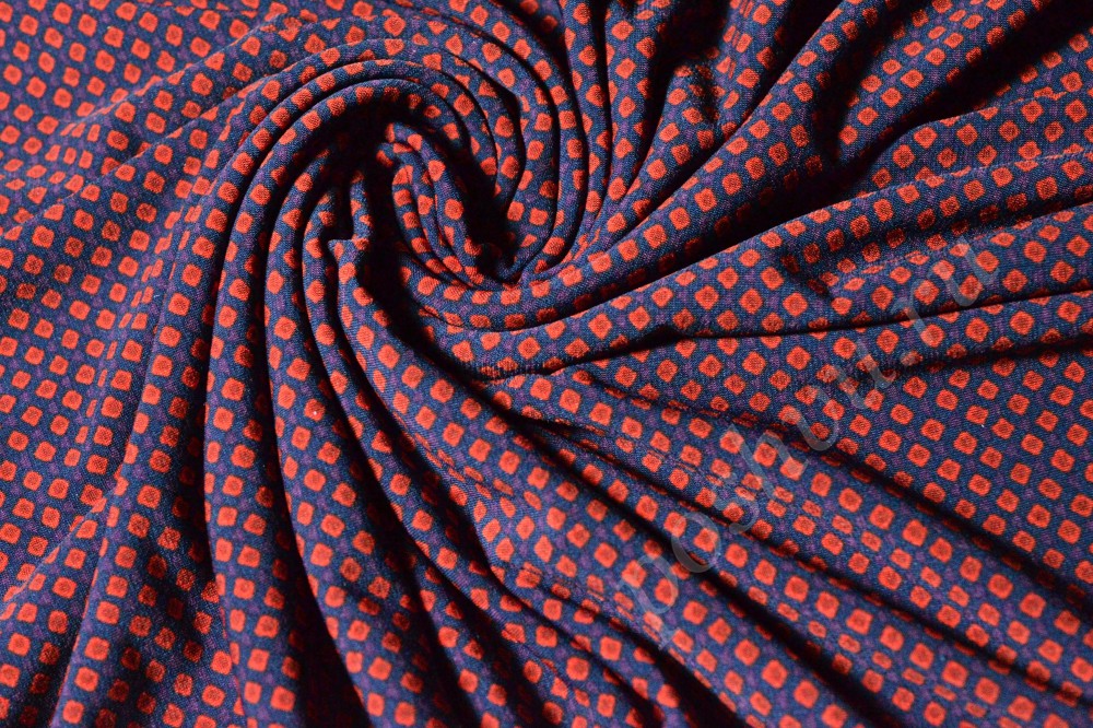 Ткань трикотаж в сине-красную клеточку