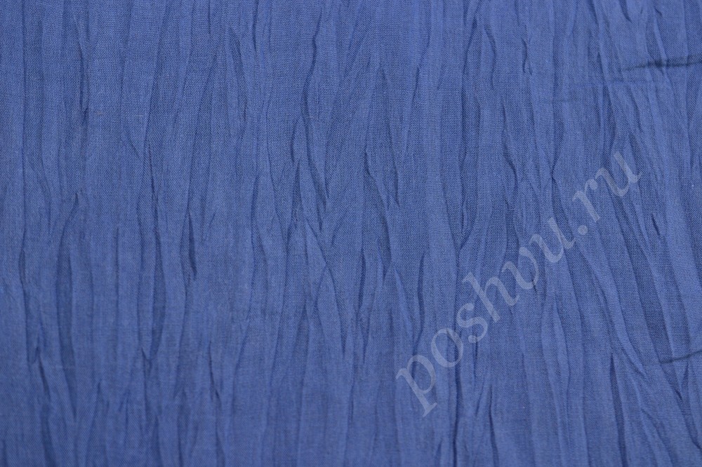 Ткань костюмная синего цвета с легкой жаткой