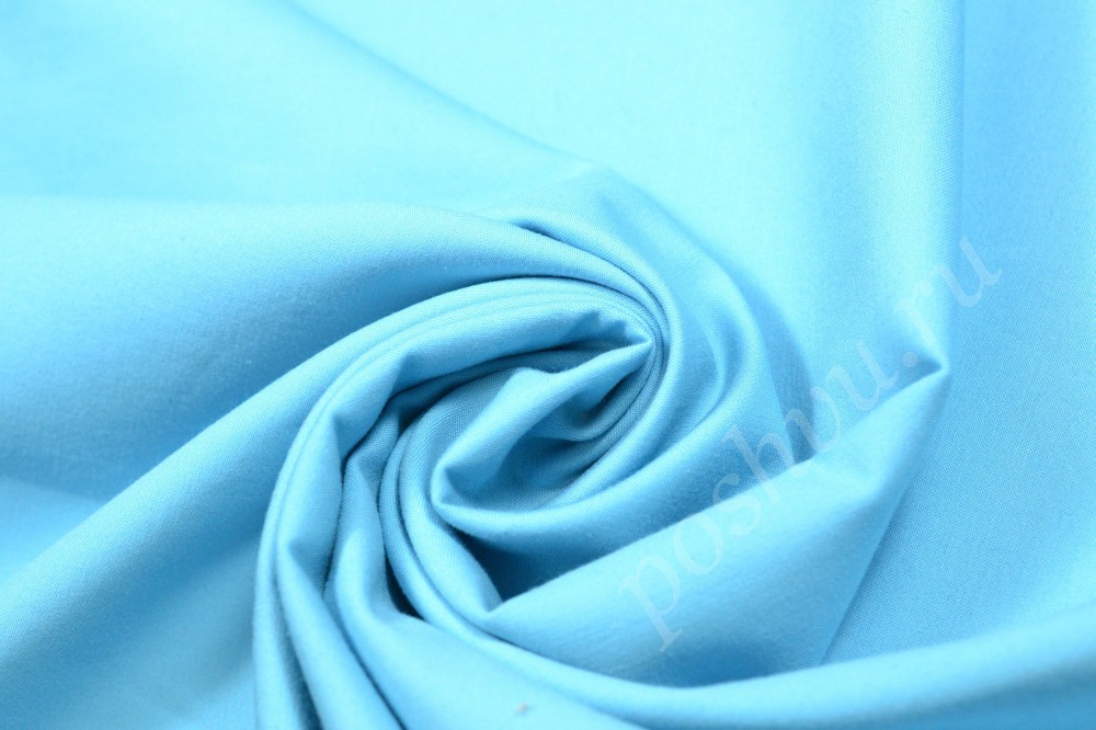 Ткань сатин ярко-голубого оттенка