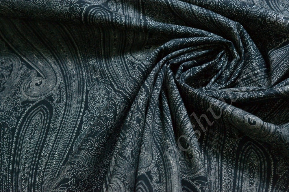 Сорочечная ткань черного цвета в серый орнамент