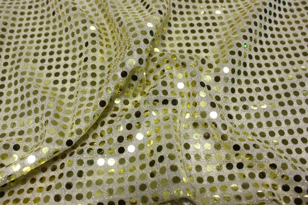Сетчатая ткань с пайетками бело-золотого цвета