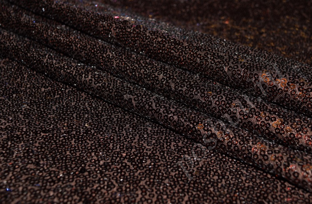 Сетка усыпанная пайетками коричневого цвета