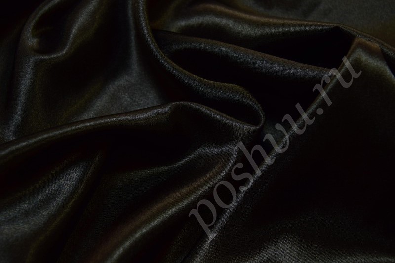 Ткань креп-сатин Черного цвета