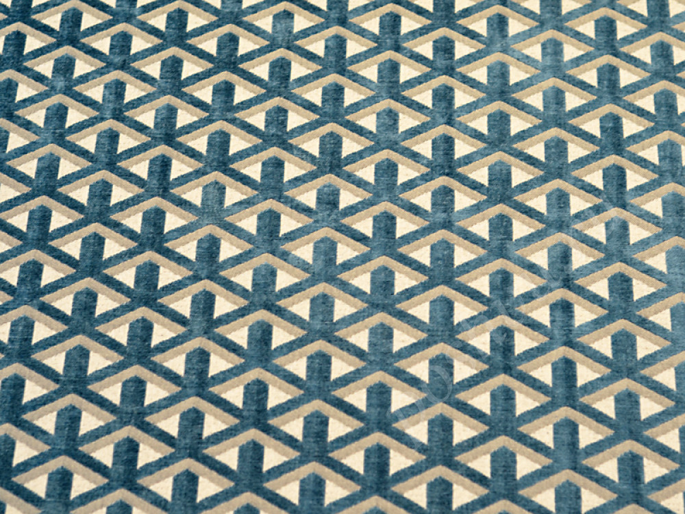 Шенилл PATIO геометрический узор синего цвета 673г/м2