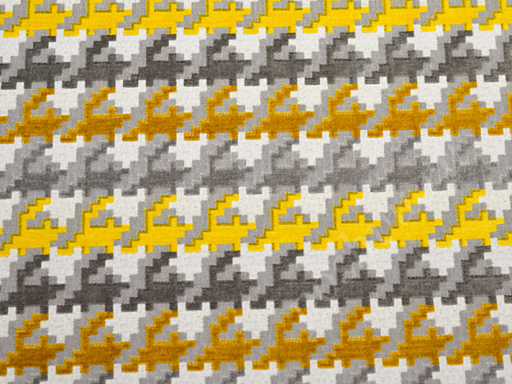 Шенилл PIXEL орнамент серо-желтого цвета 673г/м2