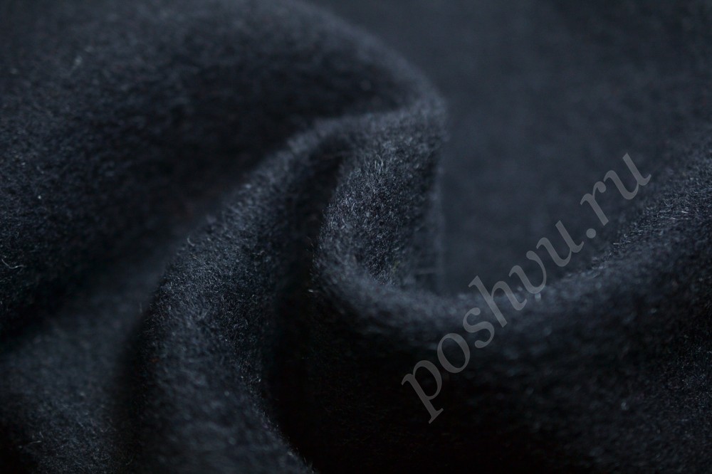 Ткань пальтовая глубокого темно-синего оттенка