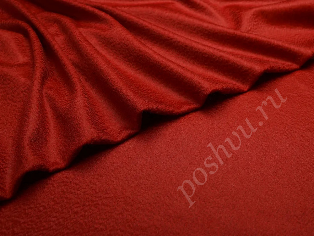 Пальтовая ткань бордового цвета со средним ворсом