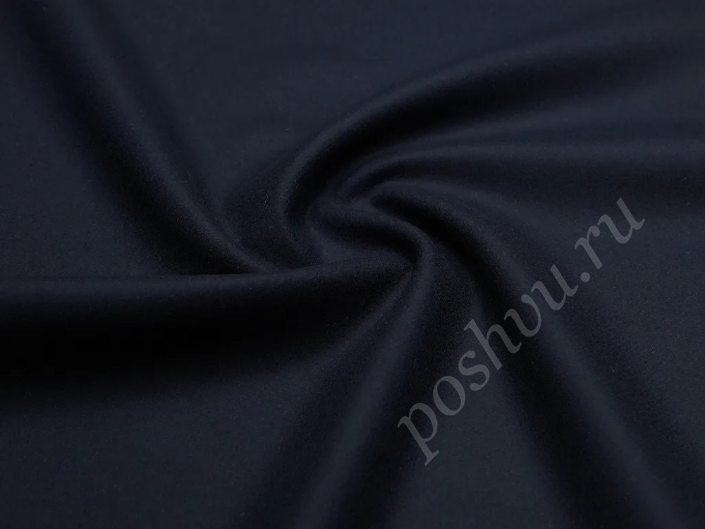 Пальтовая двухслойная ткань темно-синего цвета
