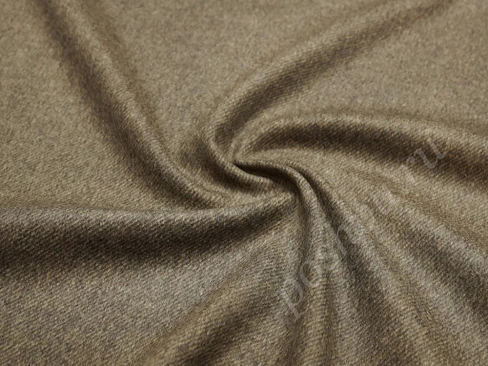 Пальтовая меланжевая ткань коричневого цвета в диагональную полоску