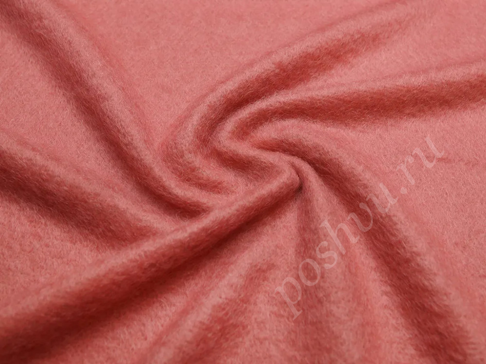 Пальтовая ткань цвета пыльной розы с длинным ворсом