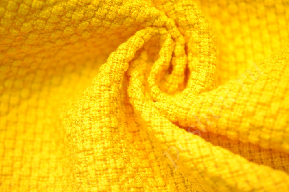 Костюмная ткань ярко-желтого цвета в рельефный узор