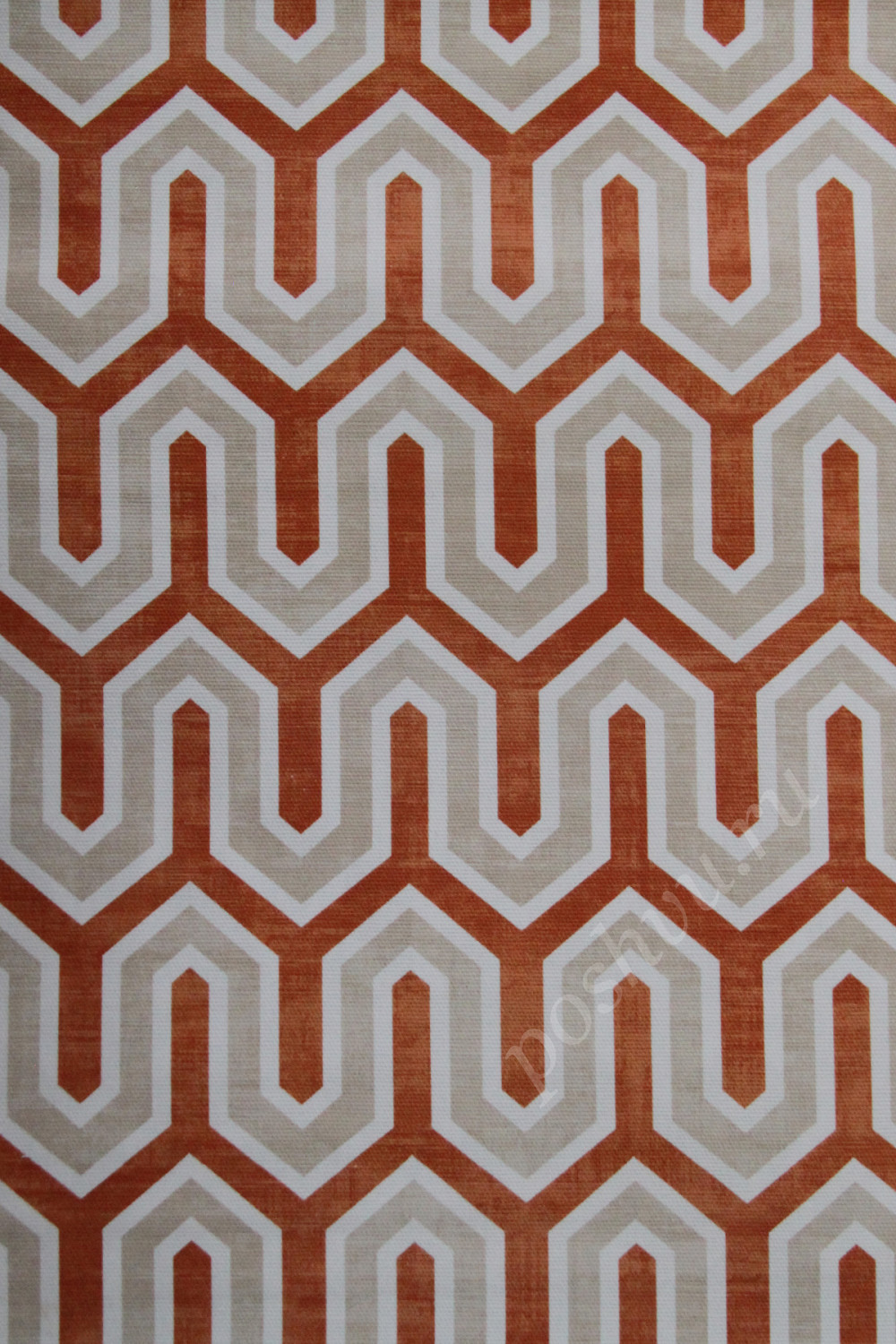 Портьерная ткань рогожка ALSTON серо-оранжевый геометрический узор