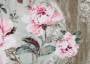 Портьерная ткань рогожка REGENCY крупные розовые цветы с вензелями на палевом фоне