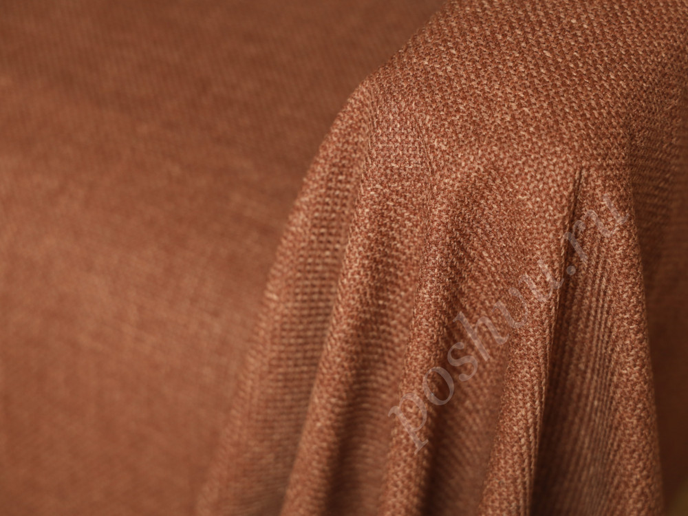 Мебельная ткань рогожка FORTE терракотового цвета 370г/м2