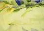 Атласная ткань нежно-салатового цвета с цветочным принтом