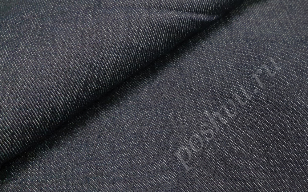 Ткань джинса однотонная, цвет темно-синий, 330 гр/м2