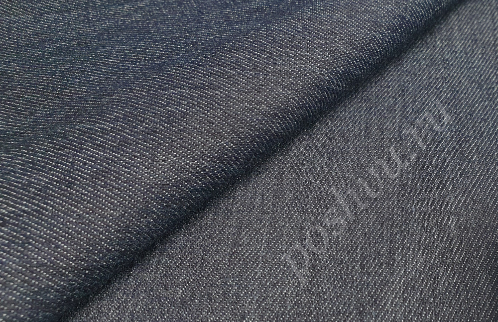 Ткань джинса однотонная, цвет Темно-синий