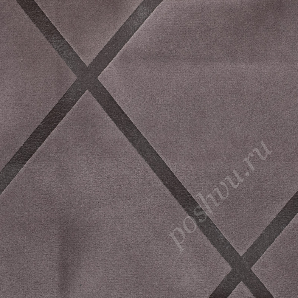 Портьерная ткань бархат GRECO печатные ромбы на светло-бордовом фоне, выс.300см