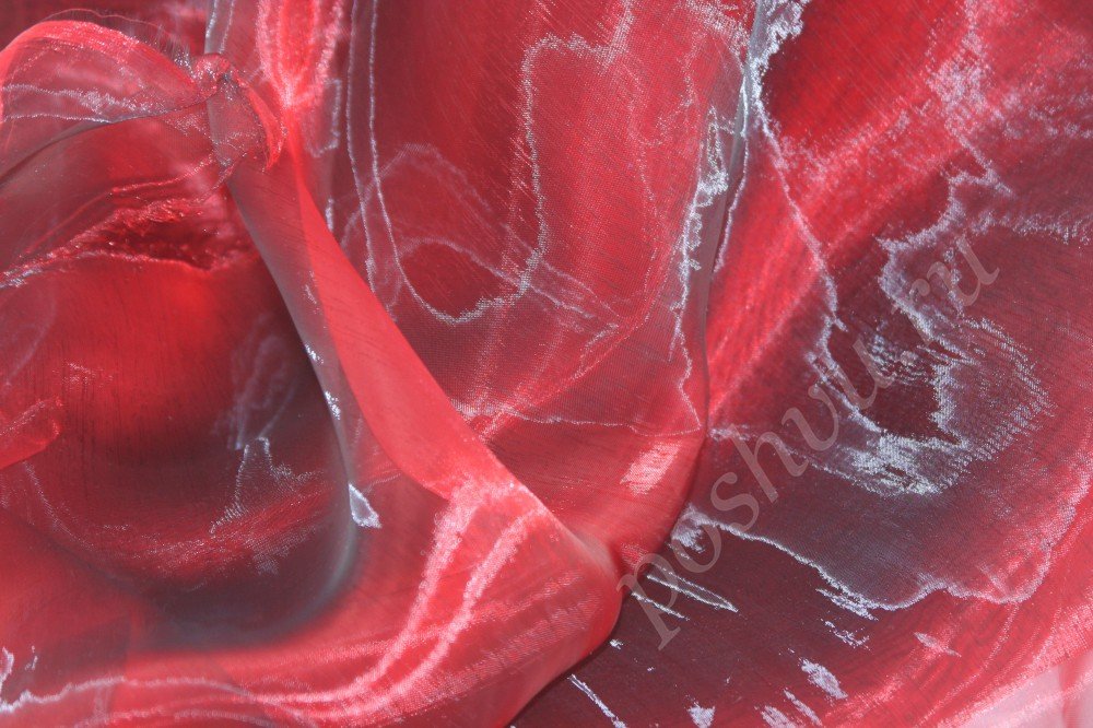 Ткань органза красная Рубин