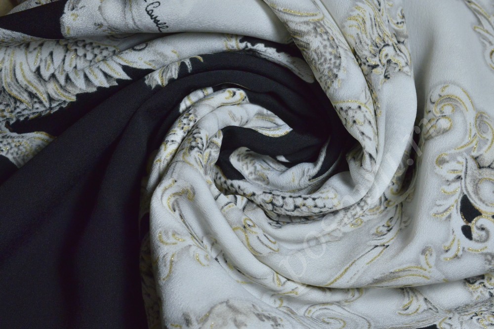 Трикотажная ткань чёрного цвета с бело-серым рисунком