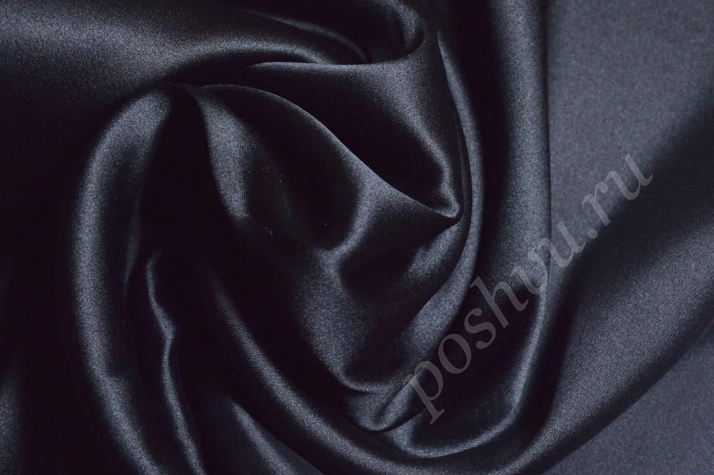 Ткань атласный шелк черно-синего оттенка
