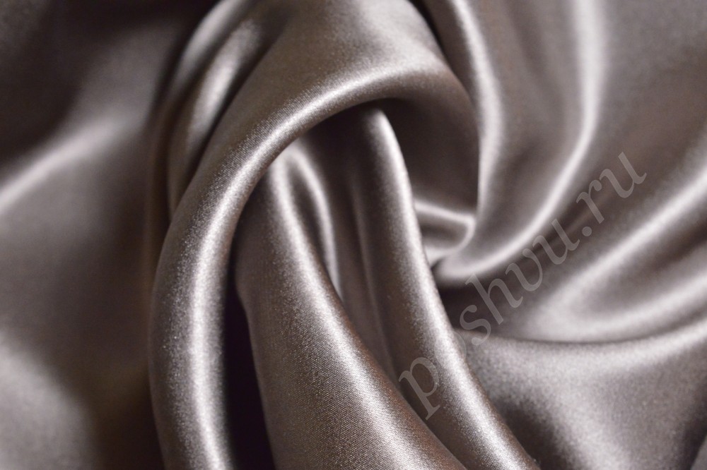 Ткань атласный шелк серебристо-бежевого оттенка
