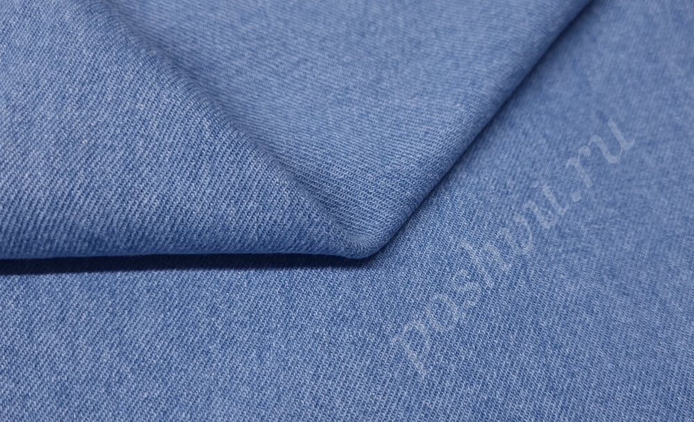Ткань джинса однотонная, цвет голубой, 360 гр/м2