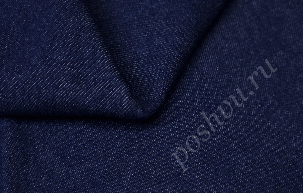 Ткань джинса однотонная, цвет темно-синий, 360 гр/м2