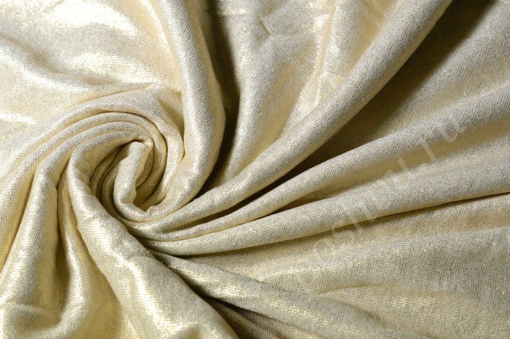 Ткань трикотаж белого оттенка с желтым переливом