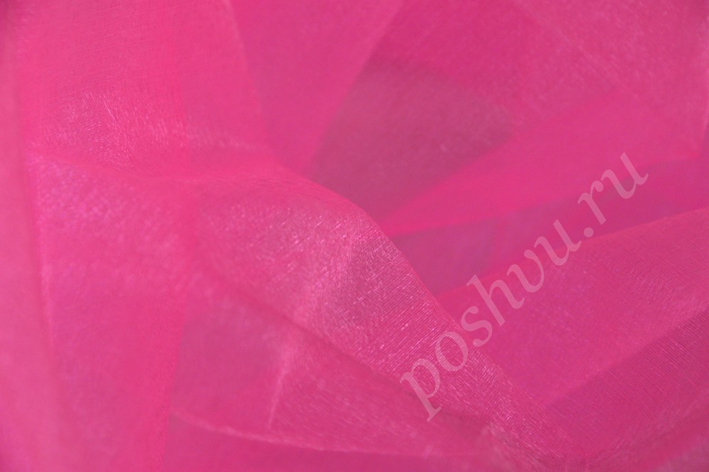 Ткань жёсткая вискоза органза розового цвета