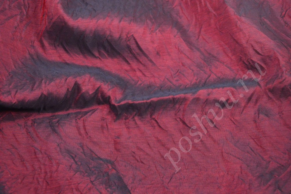 Ткань тафта бордового оттенка с черным отливом