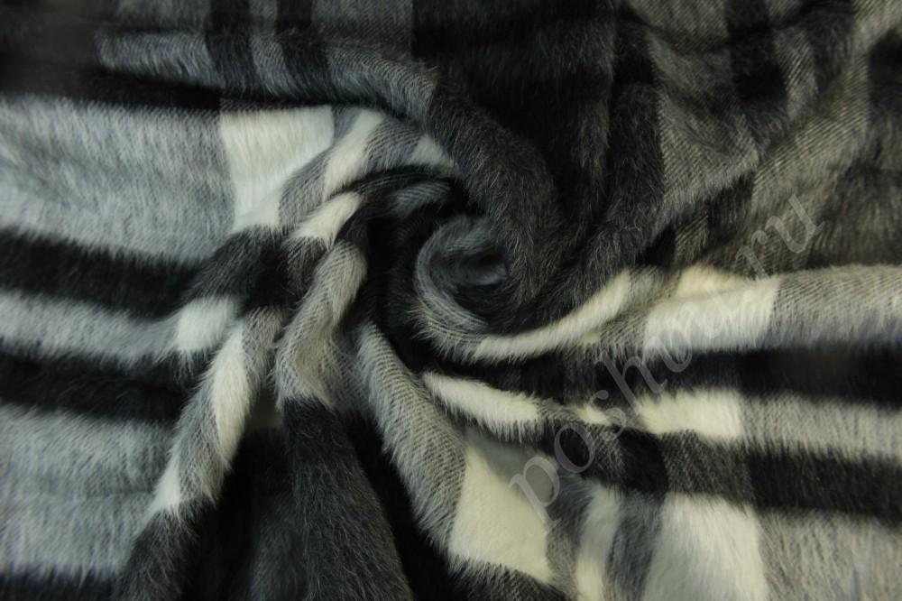 Пальтовая ткань Max Mara черно-белая в клетку