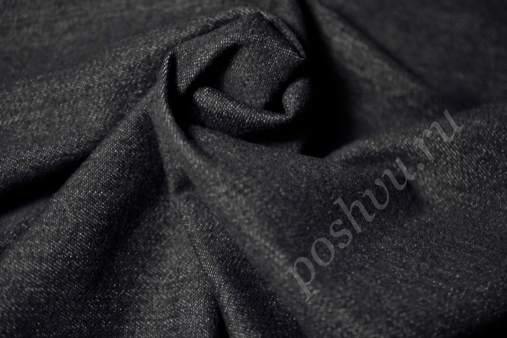 Ткань джинсовая лаконичного чёрного оттенка